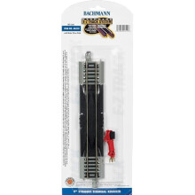 Bachmann Trains - Snap-Fit E-Z Track 9" Straight Terminal Rerailer w/Wire (1/card) - Nickel Silver Rail With Gray Roadbed - HO Scale