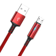 Kurzes Micro-USB-Kabel, kurzes, nylonummanteltes High-Speed-USB-zu-Micro-USB-Ladekabel, 9,8 Zoll Datenkabel, rot