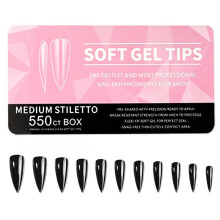 550pcs Soft Gel Nail Tips False Half Cover Press Acrylic Nails 11Sizes Fake Nails DIY Manicure Tools Medium-Stiletto