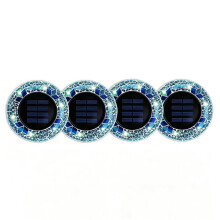 4 Pk Mosaic Solar Lights Outdoor LED Disk Pathway Lights for Landscape, Yard, Driveway, Patio, Walkway Path