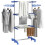 Foldable Clothes Drying Rack 4 Tier One Click System Blue Silver 1