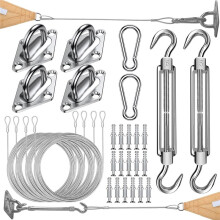 Shade Sail Hardware Kit with Cable Wire Rope Hanging Kit for Outdoor Curtain String Light Sun Shade Sails Installation