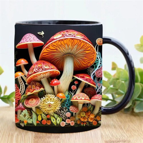 3D Magic Mushrooms Mug Ceramic  3D Fun Space Design Mugs Offices Multi-Purpose Drink Cup for Home Office Dorm A 2