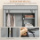 Light Grey Fabric Wardrobe with 6 Shelves and Clothes Rail 7