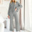 Women's two-piece tracksuit set: loose-fitting knit-Blue L 10