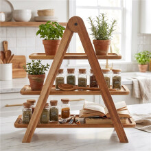 Three Tier Wooden Tray Organizer Rack Farmhouse Tiered Cupcake Stand Food Table Decorative Display Set for Wedding Party