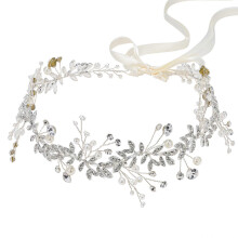 Elegant Crystal Pearls Wedding Hair Vine, Rhinestone Bridal Hair Comb With Bohemian Leaf-Inspired Design, Adjustable Shape And Stable F