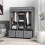 Grey Folding Fabric Wardrobe with 3 Drawers Storage Cabinet 4