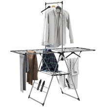 Stainless Steel Foldable Drying Rack with Adjustable Wings Shoe Holder Silver