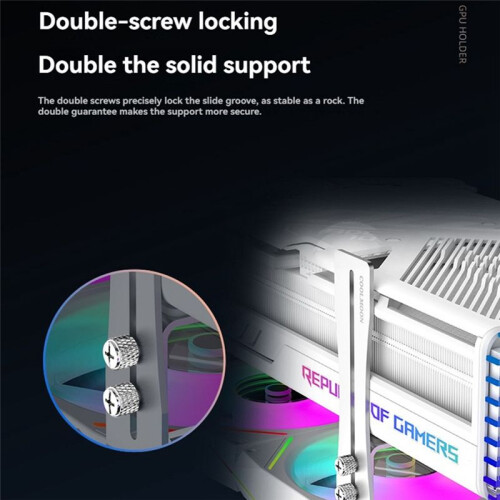 COOLMOON Aluminum GPU Brace Adjustable  Card GPU Holder for Vertical GPU in PC Case Universal White 2