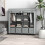 Grey Fabric Wardrobe with Doors 2 Rails and 10 Compartments 4