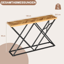 Konsolipöytä geometrisella metallijalustalla, 140 cm