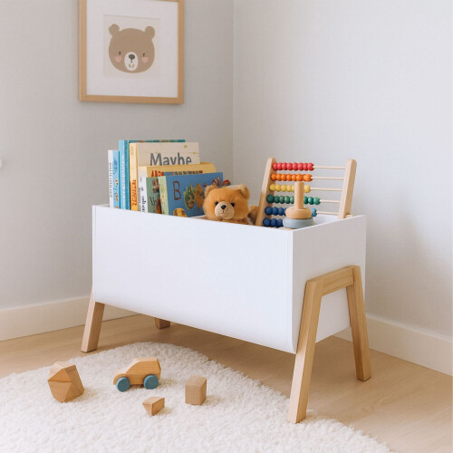 Children's White Bookcase, Toy Storage - Wood, 66.5cm