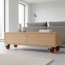 Zwenkwielenset van 125 mm, staal en PVC, draagvermogen 150 kg