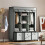 Light Grey Fabric Wardrobe with 3 Drawers and Clothes Rail 8