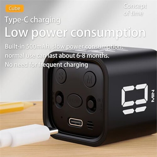 Square Timer,Rotation Timer,5/10/30/60 Minutes and Custom Countdown,Productivity Timer,For Tasks,Work,Study(White) 1