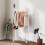 White Mobile Clothes Rack with Wheels Rail Hooks and Shoe Rack 4