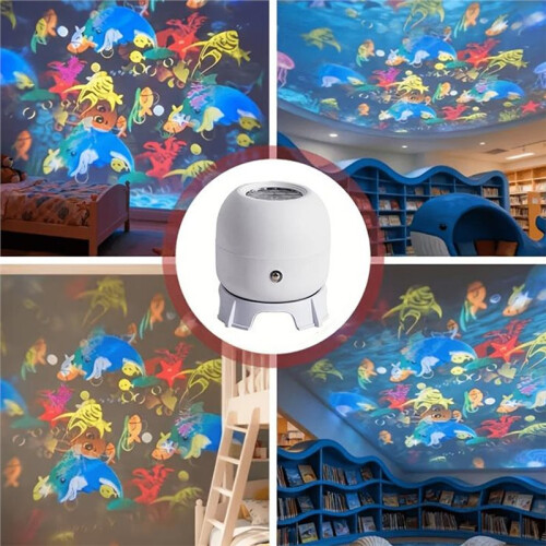 LED Ocean Projector Light, 360 Rotating Dynamic Night Light, USB Powered Ambient Lamp, Decorative Lighting Ocean 1