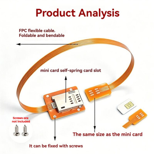 External  SIM Extension Cable for CPE Routers,Forward-Insertion Self-Ejecting SIM Card Slot for Mobile Phones 1