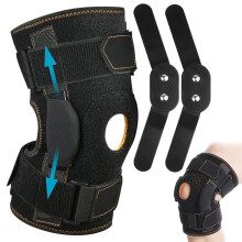 Hinged Knee Support Brace Adjustable Open Patella with Parallel Straps & Dual Side Stabilizers for Joint Pain Relief XL