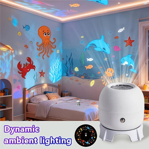 LED Ocean Projector Light, 360 Rotating Dynamic Night Light, USB Powered Ambient Lamp, Decorative Lighting Snowflake 2