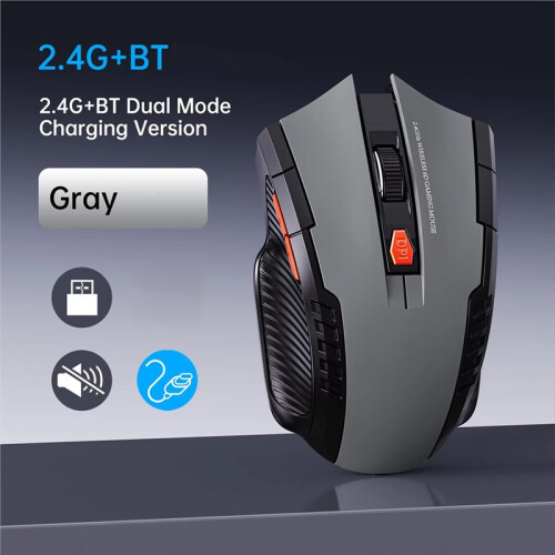 Dual Mode BT&2.4G Wireless Silent Gaming Mouse, Ergonomic 6 Button Adjustable DPI Recharge Gaming Mice for PC Notebook 1