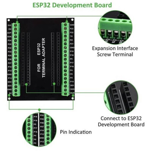 2pcs ESP32 Breakout Board GPIO 1 Into 2 for 38PIN Narrow Version ESP-WROOM-32 ESP32 Microcontroller Development Board 2