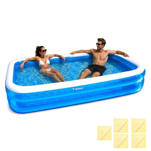 Stor rektangulär uppblåsbar pool, 262x175x50 cm 1