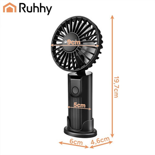Ventilateur portable noir, USB-C, batterie 2400 mAh 2