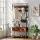Wardrobe with Shoe Rack Bench Hooks and Clothes Rail Brown 4