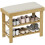 Bamboo Shoe Bench with Storage Compartments Cream White 1