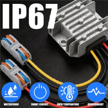 Convertisseur de Port / 9-36V Vers 12V 5A, Étanche, Convertisseur Abaisseur de Tension 60W Max avec Fusible et Bornier