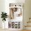 White Wardrobe with Shelf Bench Hooks and Shoe Storage 4