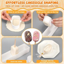 Cakesicle Cutter & Tray Set with 100 Sticks, Bags & Ribbons,Baking Tools for Parties & Weddings