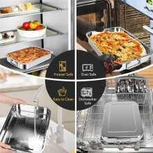 15.3"X 11" Stainless Steel Roasting Pans, Baking Pan for Oven with Flat Racks, Heavy Duty, for Turkey Chicken, Silver