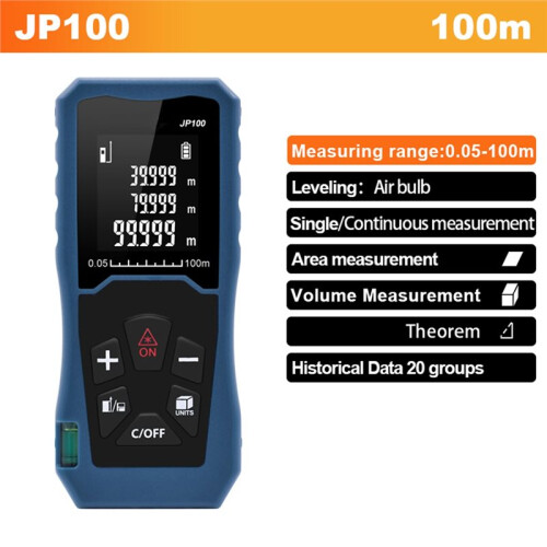 JP100 Distance Meter 100m Rangefinder Digital Measuring Area Volume  Handheld Range Finder Measurement Device 1