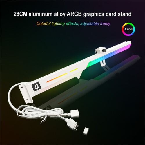 ARGB GPU Support Bracket - 5V 3-Pin Sync Adjustable  Card Sag Holder for PC Case White 1