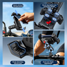 Universal Motorcycle Phone Mount with Dual Suspension for 4.8-7.5" Phone Secure Bike Phone Holder