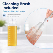 Squeeze Bottle for Sauces, 34 Oz Wide Mouth Condiment Squeeze Bottles, Plastic Squirt Bottles with Labels,Cleaning Brush
