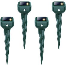 Mole Repellent Solar Powered Set, 4 Pack Snake & Skunk Repellent for Yard, Get Rid of Rabbit, Deer, Groundhog for Garden