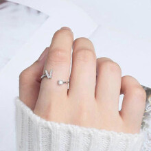 Bague ajustable ornée de strass brillants (26 lettres), initiale AZ, style tendance, bijou cadeau pour femme.