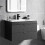Meuble vasque mural avec lavabo en céramique, noir 3