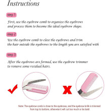 Ciseaux à sourcils avec peigne amovible, conçus de manière ergonomique pour un confort et un contrôle optimaux.