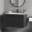 Meuble vasque mural avec lavabo en céramique, noir 4