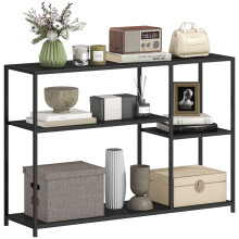 4 Tier Console Table with Steel Frame for Hallway Living Room Black