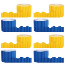 8 Rolls Bulletin Board Borders Scalloped Border Decoration Background Paper for Decorative Borders (Yellow and )