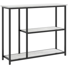 Industrial Console Table with 2 Shelves Marble Look Black White