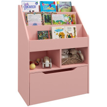 Kinderbücherregal mit Schublade und Staufächern, rosa