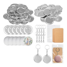 100Sets 58mm Button Maker Supplies Gift,Keychains Round Badge Parts Making Kit for Button Maker Machine with Metal Cover