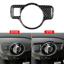 For C Class W204 Real Carbon Fiber Car Headlight Decor Cover Trim